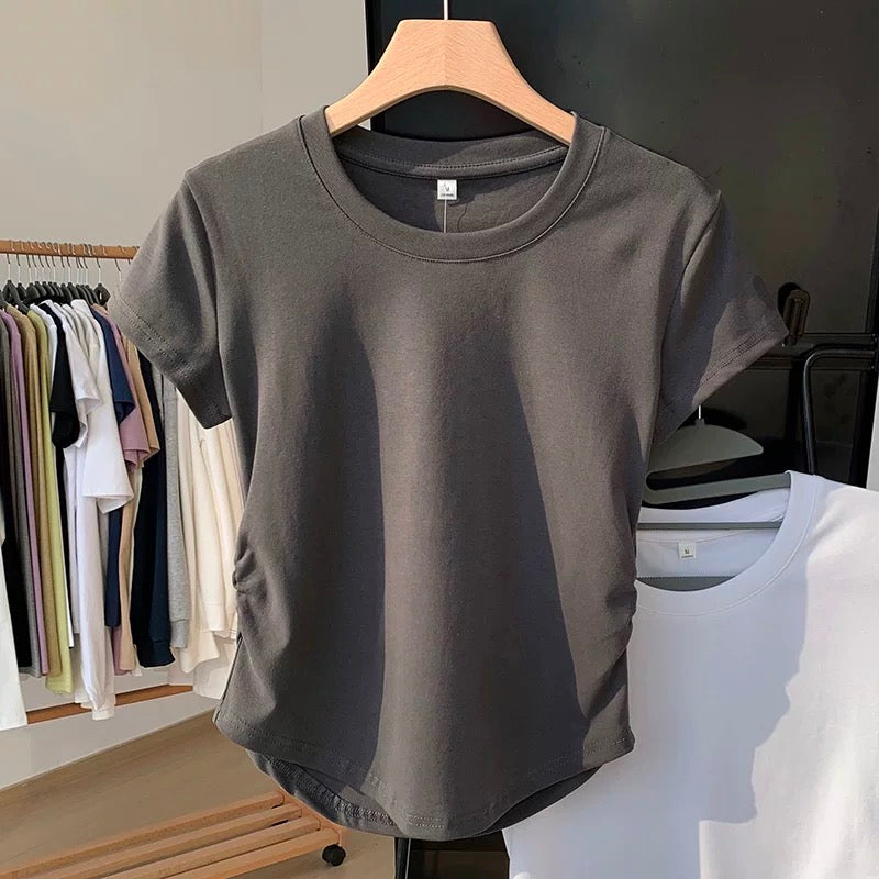 Side-Ruched Fitted Tee
