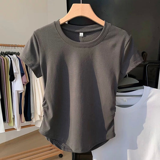 Side-Ruched Fitted Tee