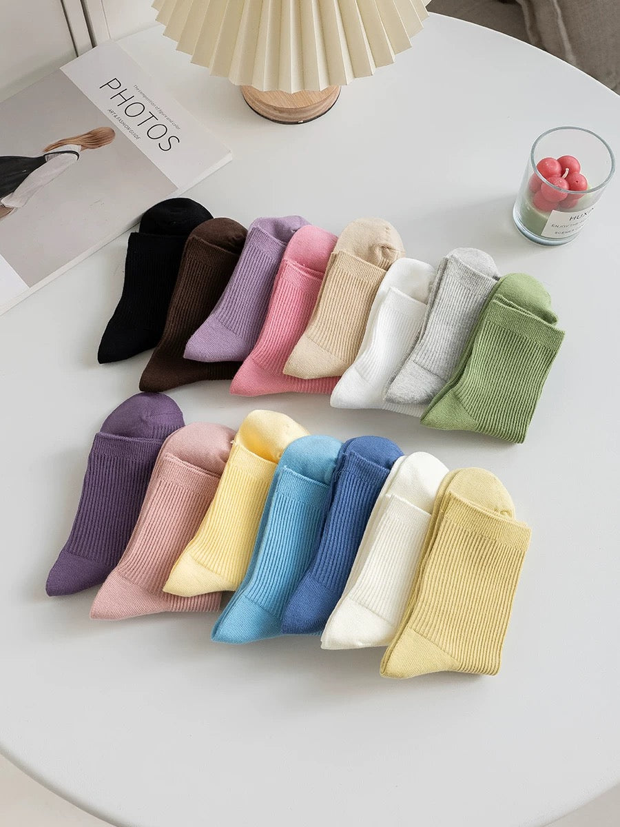 Soft Cotton Ribbed Crew Socks – 4-Pack Colorful Everyday Essentials